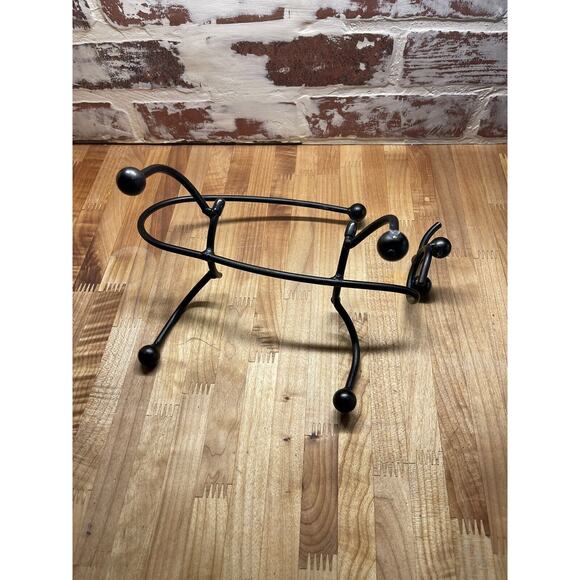 Black Metal Wine Bug Cute Single Bottle Holder Shaped Folk Art Gift Storage Rack - Picture 4 of 6